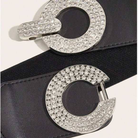 Silver/Black Rhinestone Stretch Belt main image 5